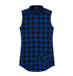 FashionHZIJUE 2018 Spring Summer Chris Brown Plaid Sleeveless Shirt Tshirt HipHop Skateboard Double Zipper lk Tshirt Tank Top8615839