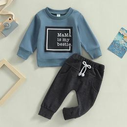 Clothing Sets 0-36months Baby Boys 2pcs Spring Fall Outfits Long Sleeve Letter Print Pullover Tops And Pocket Pants Clothes Set For Infant