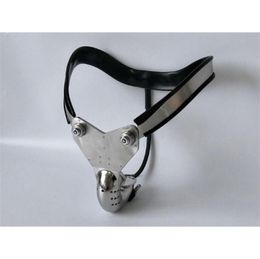 Male T Type Ergonomics Adjustable Stainless Steel Curve Waistbelt Belt W Winding Cock Penis Cage BDSM Sex Toy 811 Y04063456216