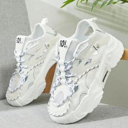 Fitness Shoes Hollow Out Chunky Sneakers 2024 Trendy Women Dad Pink Summer Shoe Height Increase Women's Sneaker