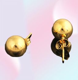 Ball Stud Earrings 18k Yellow Gold Filled Smooth Round Simple Style Womens Girl Pierce Earrings Gift27151034533