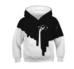 Novo Boygirl adorável 3D Sweatshirts crianças derramaram leite espaço galáxia com capuz estampado com capuz infantil infantil tops86527371985712