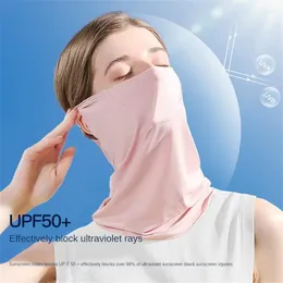 Scarves Silk Mask Gradient Ear Hanging Summer Women Sunscreen Breathable Face Cover Sunshade Neck Protection Cool