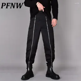 Men's Pants PFNW Autumn Loose Wide Leg Harem Male Hairstylist Trendy Korean Version Handsome Zipper Decoration Ankle Trousers 12Z7126