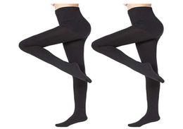 2Pc 150D Microfiber Thermo Fleece Lined Tights Pantyhose in Solid Black Color Super Warm Winter 2112043532789