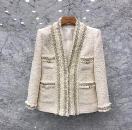 2020 Korean fashion New women039s vneck solid color medium long tweed woolen blazer suit coat casacos plus size SMLXLXXL9456555