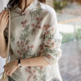 Women's Polos 2024 Embroidery Chinese Style Tang Suit Blouse Stand Collar Hanfu Women Ethnic Harajuku Vintage Tops Female Elegant