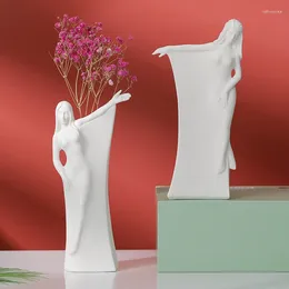 Vases 2024 Nordic INS Art Ceramic White Bottle Creative Craftsmanship Home Living Room Dry Flower Decoration