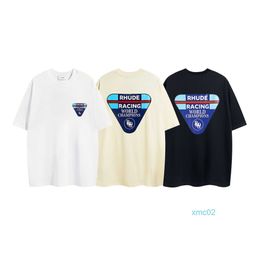 American Fashion Brand Rhude Race Joint Champion Commemorative High Street Short Sleeved Men and Women Summer Couple Loose Cotton T-shirt A42Q