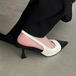 Dress Shoes Women Summer Low Heels Slingbacks For Fashion Pointed Slender Heel Pumps Back Empty Toe Sandals