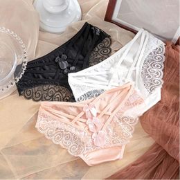 Women's Panties Female Underwear Sexy Briefs Solid Color Underpants Hollow Thin Strip Comfortable Breathable Lace Est Summer Satin Surface