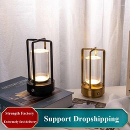 Table Lamps Outdoor Camping LED Cordless Lamp Retro Bar Metal Desk Rechargeable Touch Dimming Night Light Atmosphere Home Decor