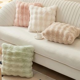 Pillow Cream Wind Light Luxury Imitation Plush Set Living Room Sofa Bedroom Bed Beige Backrest