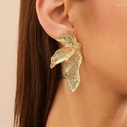 Stud Earrings Elegant Retro Gold Colour Leaves For Women Design Sense Irregular Piercing Fashion Banquet Party Jewellery
