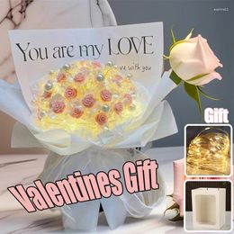 Gift Wrap Mother's/Valentine's Day 18/21 Pcs Glitter Artificial Flower Rose Girl Friend Wife DIY Bouquet Gifts For Wedding Birthday