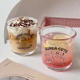 Wine Glasses Cute Glass Cup Cold Extract Coffee Dessert Korean INS Style Simple Cartoon Letter Printing Daily Work Life Drinking