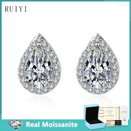 Stud Earrings Total 2ct Real Moissanite Water Drop For Women Wedding Party Jewellery 925 Sterling Silver Sparkling Diamond Earring