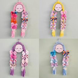 Decorative Figurines 1Pcs Braid Girl Doll Hair Accessory Storage Hangings Children Room Wall Ornament Kids Clip Hairpins Headdress Organiser