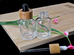 30ml Clear Glass Essential Oil Dropper Bottle Cosmetic Pipette Container Packaging Bottle Eco Friendly Wooden Bamboo Lid9157490
