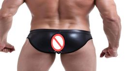 Gay Men Underwear Jockstrap Mens Briefs Sissy penties TBlack PU Leather Sexy Underwear Men Erotic Penis Men039s Thongs String 8798140