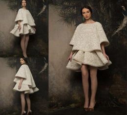 New Krikor Jabotian 2019 Fashion Two Piece Evening Dresses Boat Neck Sexy Short Prom Dress Custom Made Lace Formal Gowns4570974