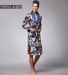 Dragon Men039s Sleepwear Male Robe Plus Size Men Bathrobe Faux Silk Satin Nightgown Kimono Homme Home Wear for Men SY109108442890