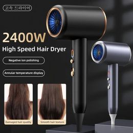 HighSpeed Hair Dryer 2400W HighPower Negative Ion Ultra Silent Recommended Professional For Home Salons 240506
