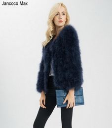 Women Fashion Fur Coats Winter Real Ostrich Fur Jackets Natural Turkey Feather Fffy Outerwear Lady S1002 2012096466145