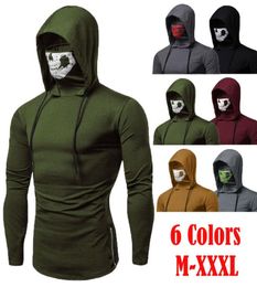 Meihuida Mens Gym Thin Hoodie Long Sleeve Hoodies With Mask Sweatshirt Casual Zipper Skull Mask Hoodie Sweatshirt Hooded Tops 20116397071