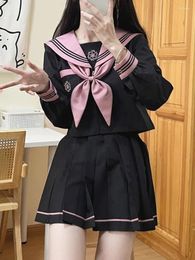 Work Dresses Black Japanese Kawaii Lolita Skirts Set Women Korean College Style Skirt Suit Female Long Sleeve Blouse Party Mini 2024