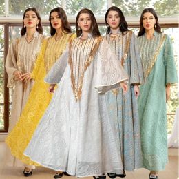 Ethnic Clothing Elegant Party Dress For Women Muslim Mesh Sequins Abaya Dubai Jalabiya Gown Turkey Islamic Kaftan Vestidos Arab Long Robe