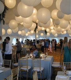 10pcs 16 Inch 40cm White Paper Lanterns Chinese Paper Ball Led Lampion For Wedding Party Event Birthday Ceremony Decoration Q081039488328