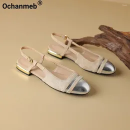 Casual Shoes Ochanmeb Small Size 32 33 Women Two-Tone Sling-back Flats Round Toe Strap Buckle Flat For Ladies Summer