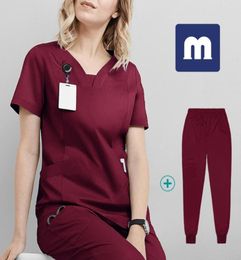 Medigo042 Women039s Two Piece Pants Scrubs hospital uniform Workwear Women Health nurse Dental operating room hand washing sui6186874