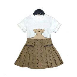 Baby Girls Designer Clothes Newest Kids Spring Summer Outfits Children Bear Letter Printing T-shirt+Skirt 2Pcs Set Grils clothes Kdis Clothing