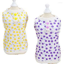 Dog Apparel Fruit Pattern Short Sleeve Pet Clothes Sweatshirt Cat Hoodies Summer Clothing Purple Yellow Pullover Small Dogs