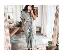 Casual Dresses Retail Women Shirt Designer Commuting Plus Size S3Xl Long Dress Fashion Forged Face Clothing Drop Delivery Apparel 3748481