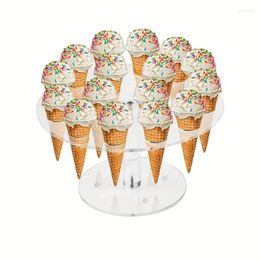 Decorative Plates ETAOTAO 16-Hole Clear Round Acrylic Ice Cream Cone Stand Popcorn Display Simple Household