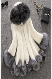 Fur Coat Female Fur Mink Hair Medium Length Hooded Slim Winter Jacket Coat Collar Natural Liner Long Outerwear4904131