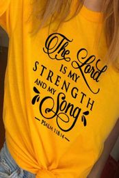 The Is My Strength and Song Christian T Shirt Women Fashion Vintage Funny Jesus Tees Faith Slogan Art Tops Drop 2283366