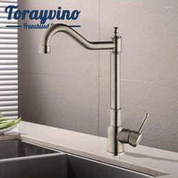 Kitchen Faucets Sink Faucet Grifo Cocina Single Hole Deck Mount Rotatable Tap One Handle Brass Brushed Nickel Mixer Taps