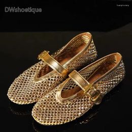 Casual Shoes Summer Mesh Diamond Ballet Flats Buckle Strap Fashion Mary Janes