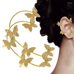 Backs Earrings Butterfly Ear Cuff Wrap With Glitter Rhinestone For Women Cuffs Inlaid Rhinestones And