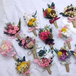 Brooches Bridesmaid Dried Flower Bouquet Pography Prop Corsage Pampas Grass Brooch Groomsmen Wedding Mini Party