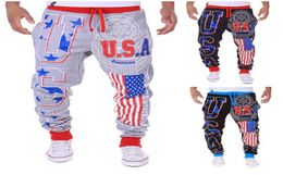 Mens Fashion Printed Pants Loose Casual Trousers with Flag Pattern Breathable and Comfortable Street Style1193258