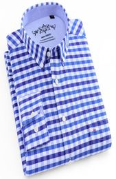 Men039s Long Sleeve Blue Oxford Dress Shirt with Left Chest Pocket Cotton Male Casual Solid Button Down Shirts 5XL 6XL Big size2407508