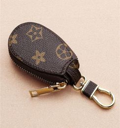 Car Keys Bag Keychains Rings Brown Flower Plaid PU Leather Gold Metal Keyrings Holder Pendant Charms Fashion Design Pouches Jewelr9079815