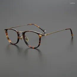 Sunglasses Frames Ultra Light Square Titanium Eye Glasses For Men Unique Retro Anti Blue Myopia Lenses Bicolor Women's Eyeglasses With