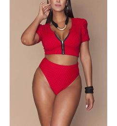 Women039s Swimwear 2022 Zipper Bikinis Women Swimsuit High Waist Bathing Suit Plus Size Push Up Bikini Set Vintage Beach Wear 41159346