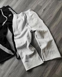 Men's Pants American Retro Side Stripes Contrasting Color Stitching Straight-leg Sweatpants Loose Hip-hop Casual Versatile Trousers
